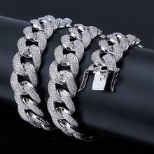 18mm Big Wide Full AAA+ CZ Stone Paved Iced Out Bling Round Cuban Curb Miami link Chain Necklaces for Men Hip Hop Rapper Jewelry 2024 - buy cheap
