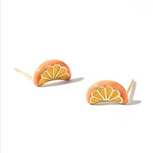 New Personality Creative Orange Silver Plated Jewelry Cute Fruit Epoxy Exquisite Popular Temperament Stud Earrings SE80 2024 - buy cheap