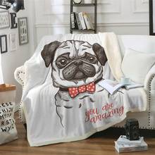 Manta de Sherpa para Pug, manta con estampado 3D de animales para perro, ropa de cama, 150x200cm 2024 - compra barato