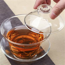 Gaiwan Thick Glass Tea Cup High Heat -resistant Grab Tea -discharging Hand Kung Fu Tea Game 2024 - купить недорого