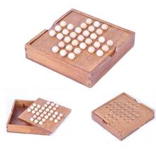Wood Solitaire Chess Board Game Classical Intelligence Toy for Children Adults 2024 - buy cheap