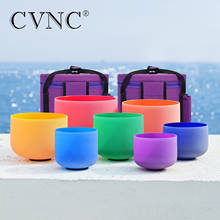 CVNC-Juego de cuencos de cristal para Chakra, juego de 8- 14 pulgadas, 7 unidades, de cuarzo esmerilado, para un baño tranquilo, con 2 bolsas de transporte gratis 2024 - compra barato