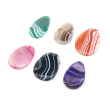 Natural Stone Crystal Black Pink Green Stripe Agates Pendant for DIY Jewelry Making Necklace Gift For Women Size 30x50-40x55mm 2024 - buy cheap