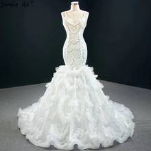 Serene Hill-vestido de novia sin mangas con diseño de sirena, traje de novia Sexy de lujo, hecho a mano con cuentas de diamantes, hecho a medida, color marfil, CHM67123, 2020 2024 - compra barato