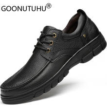 2021Spring Men's Shoes Casual Genuine Leather Male Classic Brown Black Lace Up Big Size 36-48 Winter Flat Shoes For Men Hot Sale 2024 - buy cheap