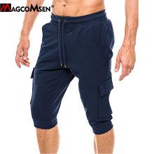 MAGCOMSEN 3/4 Summer Joggers Pants Men's Large Pockets Sweatpants Casual Gym Fitness Trousers Sportswear Drawstring Capris Pants 2024 - buy cheap