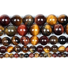 Pedra natural suave 3 cores tigre pedra gem charme redondo grânulos soltos para fazer jóias needlework pulseira diy Strand4-12MM 2024 - compre barato