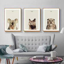 Pintura de lona nórdica para decoración artística, cuadro de Animal, búho, gato, Koala, póster impreso, sala de estar, dormitorio, póster 2024 - compra barato