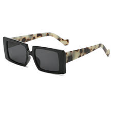 Gafas de sol cuadradas pequeñas para mujer y hombre, anteojos de sol unisex con gradiente Retro, montura con estampado de leopardo negro, Estilo Vintage, UV400 2024 - compra barato