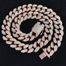 12mm Heavy Rose Color Zircon Miami Cuban Necklace Choker Men's Hip Hop Jewelry Big CUBAN Chain Necklaces for Men 16" 18" 20" 2024 - buy cheap
