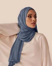 H1370 liso elástico modal jérsei algodão longo cachecol macio islâmico hijab árabe headwrap retangular headcover 2024 - compre barato