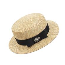 Luxury Brand Women Straw Sun Hats Fashion Bee Sun Summer Hat For Girls Lady Handmade Flat Panama Beach Hat Party 2024 - buy cheap