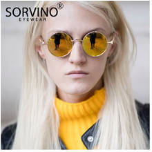 SORVINO-gafas de sol redondas pequeñas y polarizadas para hombre y mujer, anteojos de sol unisex de diseño de los 90, Steampunk, rosa, espejo dorado, círculo, SP207 2024 - compra barato