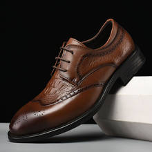 Sapato masculino clássico em couro legítimo, calçado casual para escritório com estilo vintage e de marca de luxo 2024 - compre barato