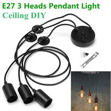 Smuxi Black E27 3 Heads Pendant Light Vintage Industrial Edison Ceiling Lamp  Dining Lighting Retro Pendant Lamp 2024 - buy cheap