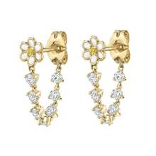 High Quality Fashion Cz Paved White Enamel Flower Shape Long Chain Dangle Charm Earring For Women Delicate Wedding Jewelry Gifts 2024 - buy cheap
