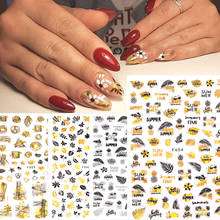 1pcs Summer design 3D nail stickers laser gold white black laser leaf flower pattern shiny DIY decorative slider nail art decals 2024 - buy cheap
