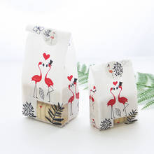 50 Uds Flamingo bolsas de regalo de plástico de caramelo galleta pan loco bolsa con sello pegatinas para galletas merienda envase de cocción favores de partido 2024 - compra barato