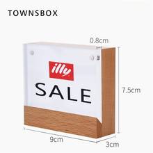 Menu Sign Desk Price Tag With Wooden Base Acrylic Block Frame Magnetic Cover Label Holder Display Panel Two Use Stand Lay 2024 - buy cheap