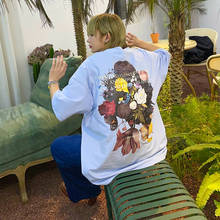 Camiseta masculina manga curta estampa floral, camiseta casual hip hop de rua 2024 - compre barato