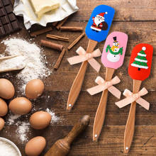 Christmas Spatula Wooden Handle Silicone Cream Scraper Santa Claus Snowman Decor Kitchen Cooking Tools Gadget New 2024 - buy cheap