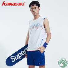 2022 Kawasaki New Men's Stretch Fiber Badminton Drying Breathable Round Neck Short Sleeve V-neck T-shirt ST-Q1304 2024 - buy cheap