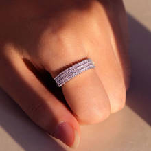 Минималистичные кольца ярко-серебристого цвета с кристаллами для женщин, модные ювелирные изделия, кольца для пар, свадебные кольца с белым цирконием 2024 - купить недорого