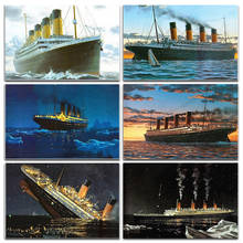 Pintura de diamantes 5D Diy del mar, pintura de diamantes del Titanic, mosaico de diamantes de forma especial, paisaje del Titanic, foto de regalo 2024 - compra barato