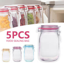 5PCS Reusable Mason Jar Bottles Bags Nuts Candy Cookies Bag Waterproof Seal Fresh Food Storage Bag Snacks Zip Lock Bags 2024 - buy cheap
