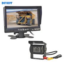 DIYKIT-Monitor de coche HD de 7 pulgadas, pantalla de LCD TFT, marcha atrás, pantalla de vista trasera, CCD, cámara de visión trasera, Control remoto 2024 - compra barato