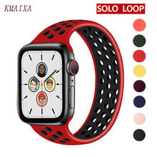 Elastic Solo Loop Strap For Apple Watch Band 44mm 40mm 38mm 42mm Breathable Silicone Bracelet Correa IWatch Series 2 3 4 5 SE 6 2024 - купить недорого
