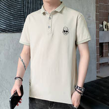 Anbican модная летняя мужская рубашка поло с принтом, с коротким рукавом, однотонная, хлопковая, дышащая, облегающая, футболки поло, большие размеры 8XL 2024 - купить недорого
