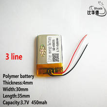 10pcs/lot 3 line Good Qulity 3.7V,450mAH,403035 Polymer lithium ion / Li-ion battery for TOY,POWER BANK,GPS,mp3,mp4 2024 - buy cheap