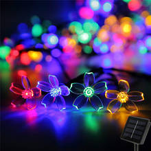 Guirnalda de luces LED solares de Navidad para exteriores, impermeable con flores de cerezo guirnalda, luz de hadas para jardín, fiesta, decoración del hogar, 20/50/100 LED 2024 - compra barato