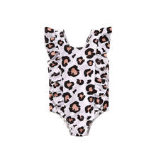 New Summer Baby Girl Leopard Bikini Ruffled Sleeveless Swimsuit Bathing Suit Beachwear 6M-5Y 2024 - buy cheap