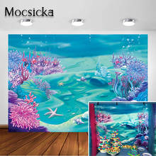Mocsicka Under The Sea Mermaid Backdrop Blue Sea Underwater Kids Baby Shower Birthday Party Decorations Background Photocall 2024 - buy cheap