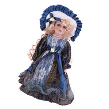 Muñeca de cerámica para niñas, elegante Soporte de madera para muñeca de porcelana Victoriana 2024 - compra barato