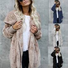 Women's Fleece Fur Jacket Outerwear Tops Winter Warm Hooded Fluffy Coat Sweater 2024 - buy cheap