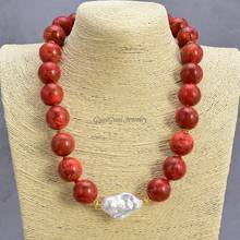 GG Jewelry 20" 18mm Red Coral White Keshi Pearl Necklace Earrings Set 2024 - buy cheap