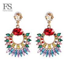 FASHIONSNOOPS Hot Brand Colorful Drop Earrings  Statement Shiny Crystal Jewelry Exquisite Earrings for Women Brincos Wholesale 2024 - buy cheap