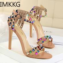 Summer High Heels Valentine Shoes Sexy Sandals Mary Jane Shoes Sandals High Heels Luxury Colorful rivet Sandals Open Toe Heels 2024 - buy cheap