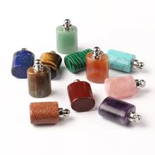 Colgante de botella de Perfume de piedra Natural, difusor de aceite esencial, dijes de ágata con forma de cilindro plano, joyería artesanal 2024 - compra barato