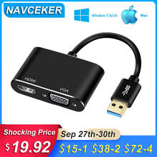 2020 Best USB  to HDMI VGA Converter 1080P USB 3.0 HDMI VGA Adapter Dual Display Support HDMI VGA Sync Output for Windows7/8/10 2024 - buy cheap