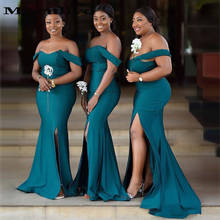 Mbcullyd-vestidos de dama de honor de sirena, color verde oscuro, sexys, con abertura lateral y hombros descubiertos, vestido de invitados de boda africano para fiesta de menos de 2020 2024 - compra barato