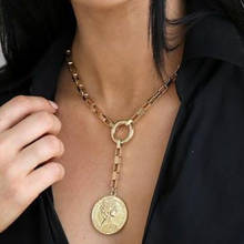 Personality Women Fashion Gold Color Round Head Portrait Pendant Necklace Classic Creative Clavicle Chain Necklace Jewelry Gifts 2024 - buy cheap