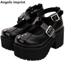 Angelic imprint woman mori girl lolita Gothic cosplay punk shoes lady high heels wedges Pumps women dress party shoes rivet 47 2024 - buy cheap