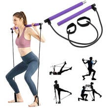 Barra de Yoga y Pilates con banda elástica de resistencia para adelgazar el cuerpo, entrenador muscular de cadera, palo de gimnasio en casa, equipo de entrenamiento 2024 - compra barato