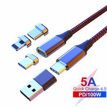 5A Магнитный кабель с разъемом USB Type-C Type C для iphone Xs 11 MacBook Pro 100 Вт Быстрая зарядка PD кабель магнит зарядное устройство кабель-Переходник USB C на Микро зарядный шнур 2024 - купить недорого