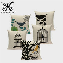 Conjunto de Fundas de cojín decorativas con diseño de pájaro, accesorios de lino para decoración de sofá, cama y sala de estar, Vintage 2024 - compra barato