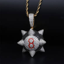 Rapper Iced out Trippieredd Inspired Spike 8-ball Billiard Pendant Necklace Hip hop Jewelry Mens Gift 2024 - buy cheap